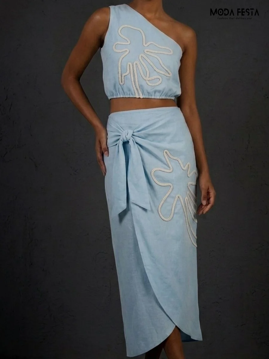 ModaFesta -blue-embroidered-coord-set