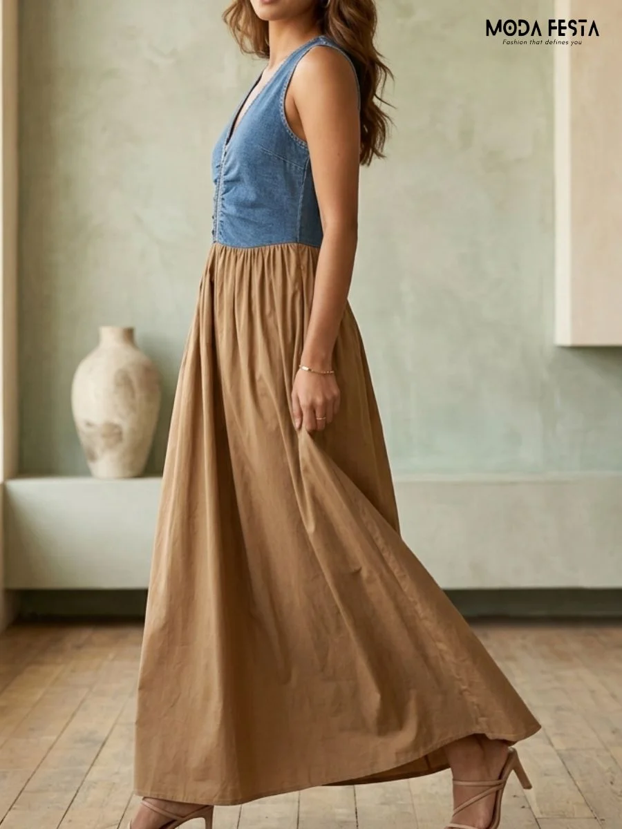 ModaFesta -urban-chic-zip-front-maxi-dress-beige
