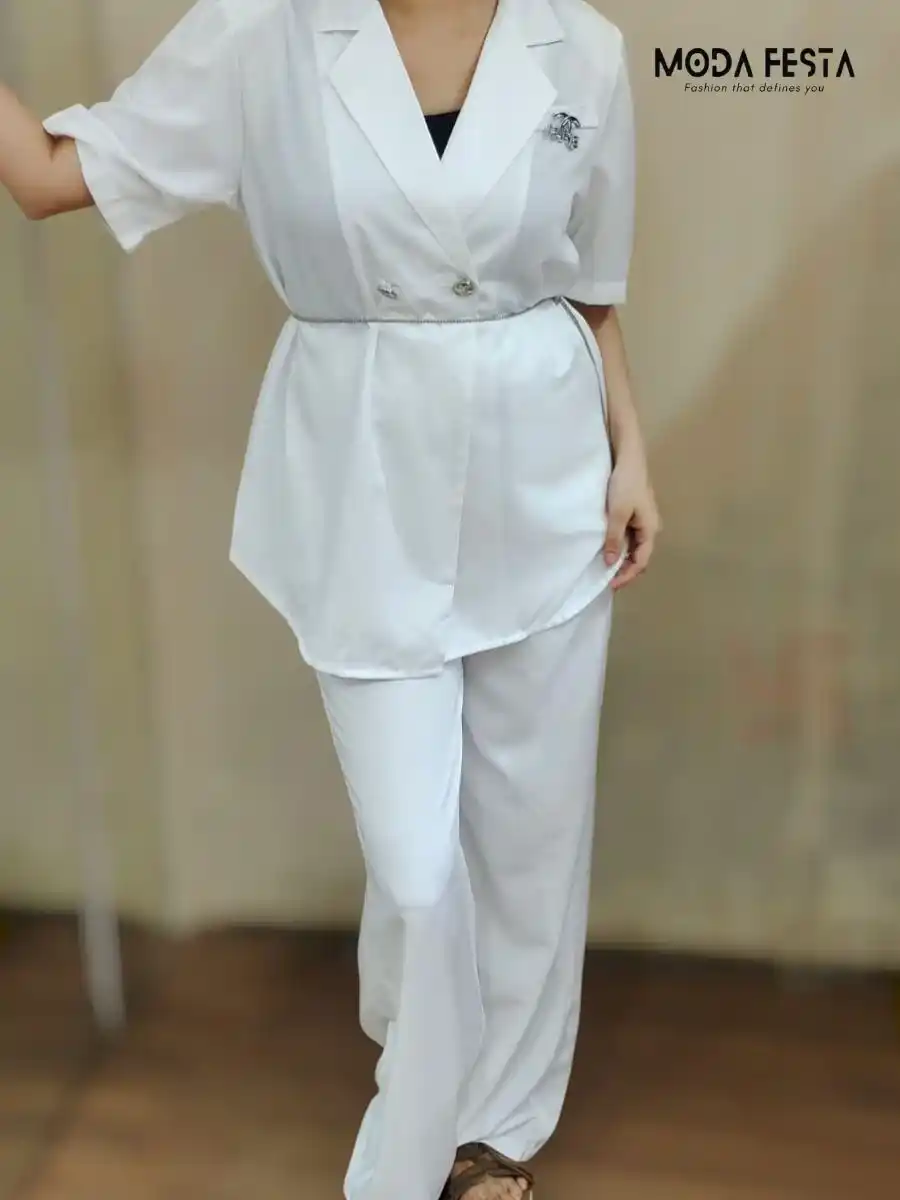 ModaFesta -unique-blazer-style-coord-set-white