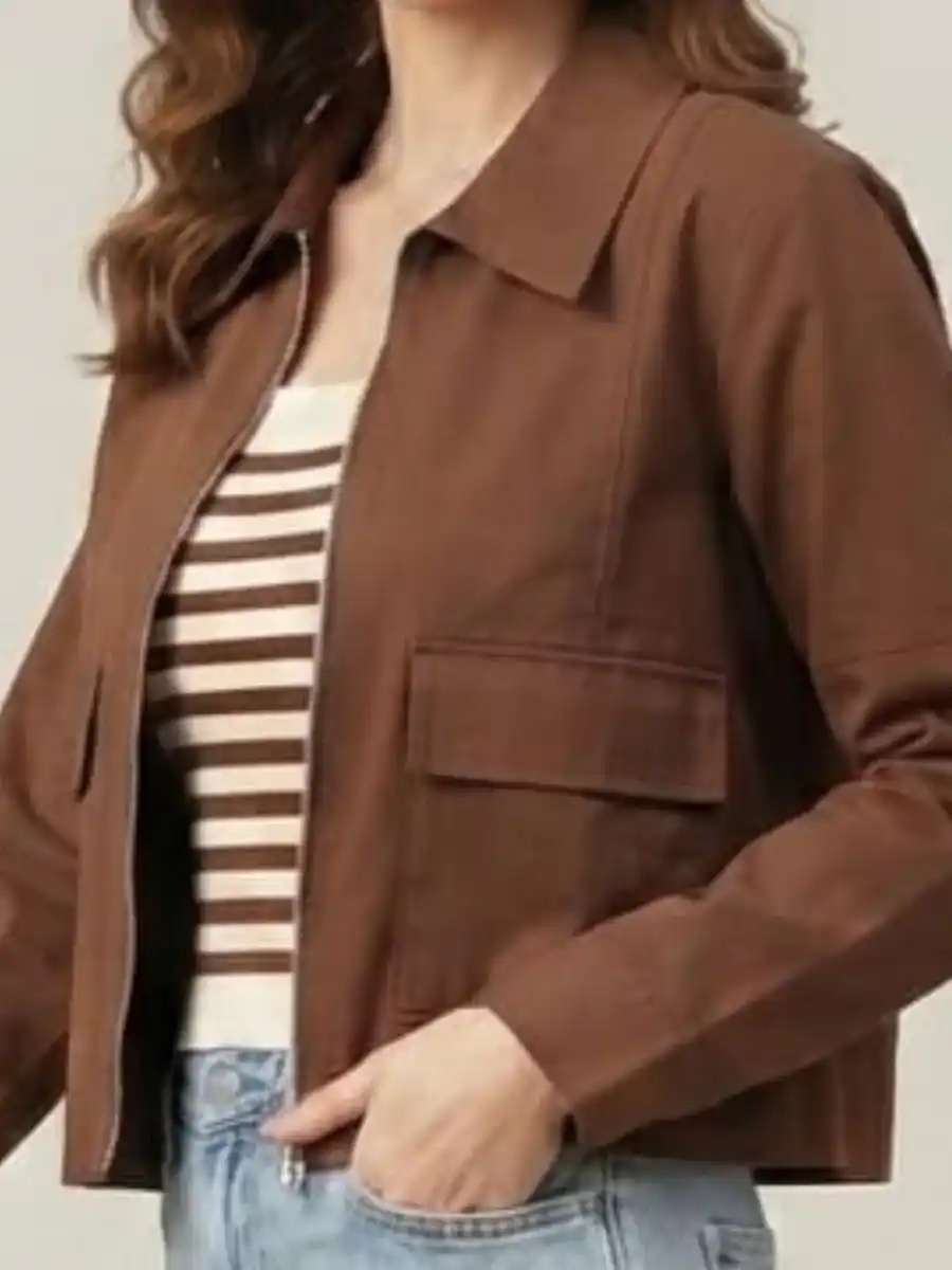 ModaFesta -womens-solid-brown-full-sleeve-casual-crop-jacket