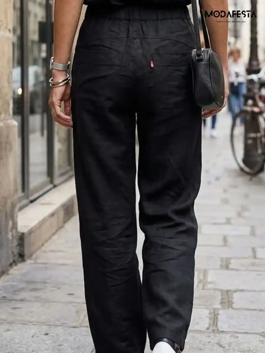 ModaFesta -elegant-linen-pant-black