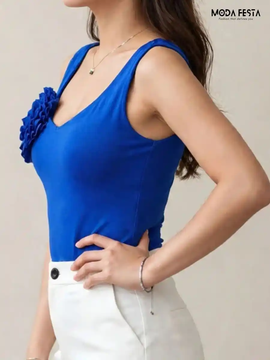 ModaFesta -flower-pattern-bodysuit-blue