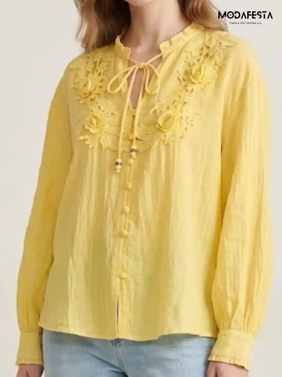 Elegant V Neck Floral Top 1