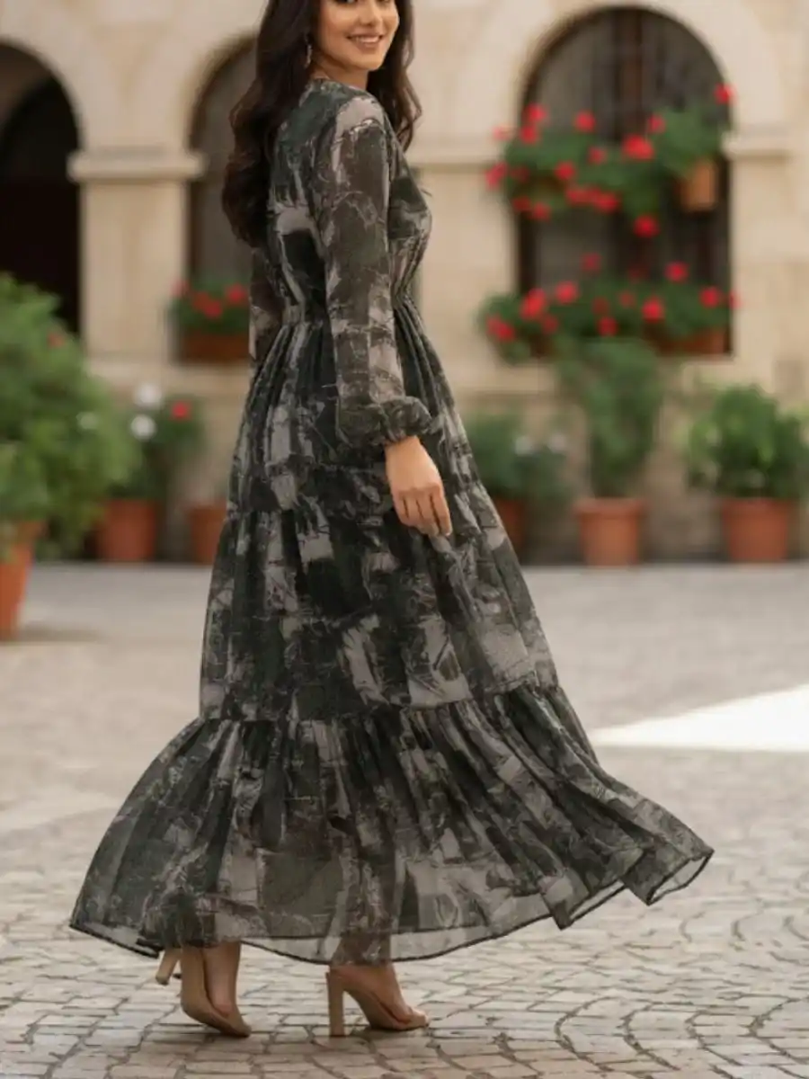ModaFesta -floral-print-long-dress-grey