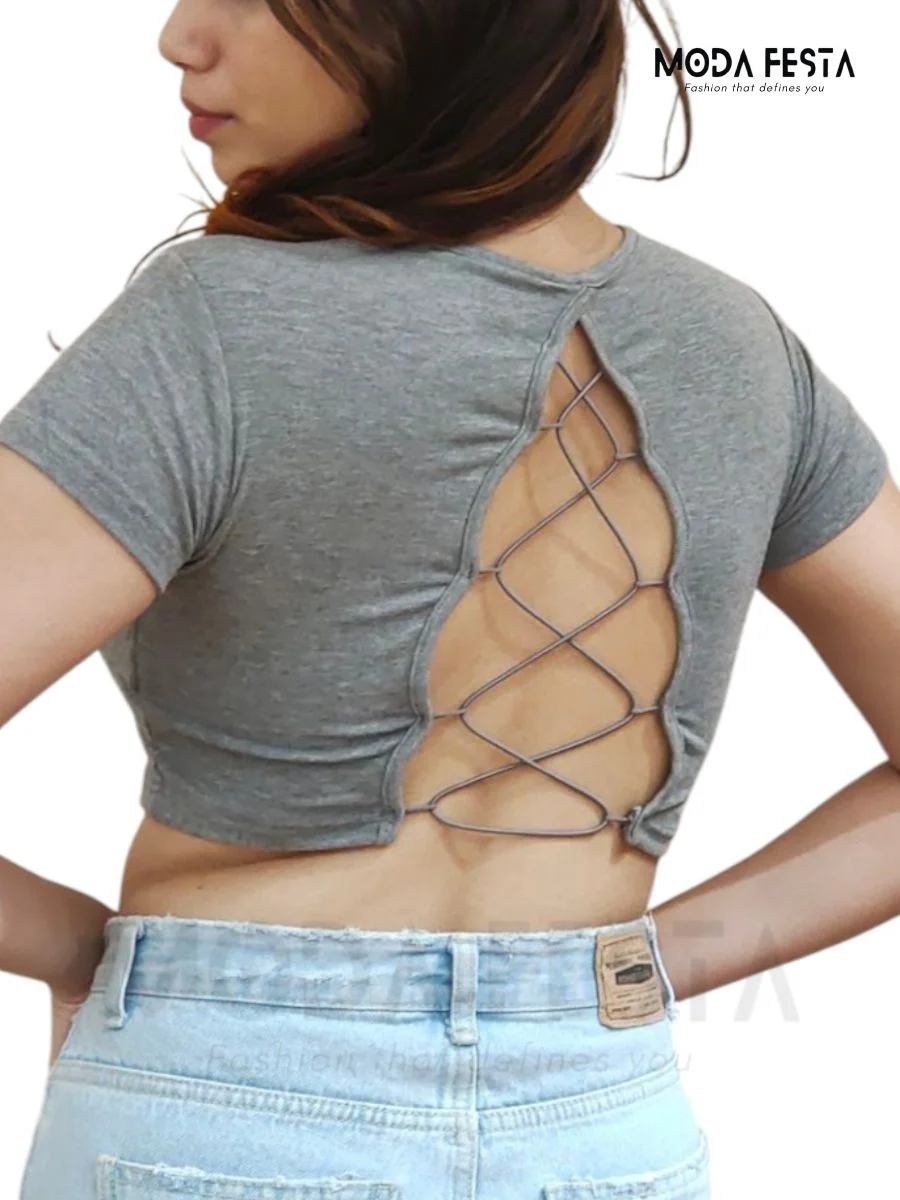 ModaFesta - styling-backless-crop-top-grey