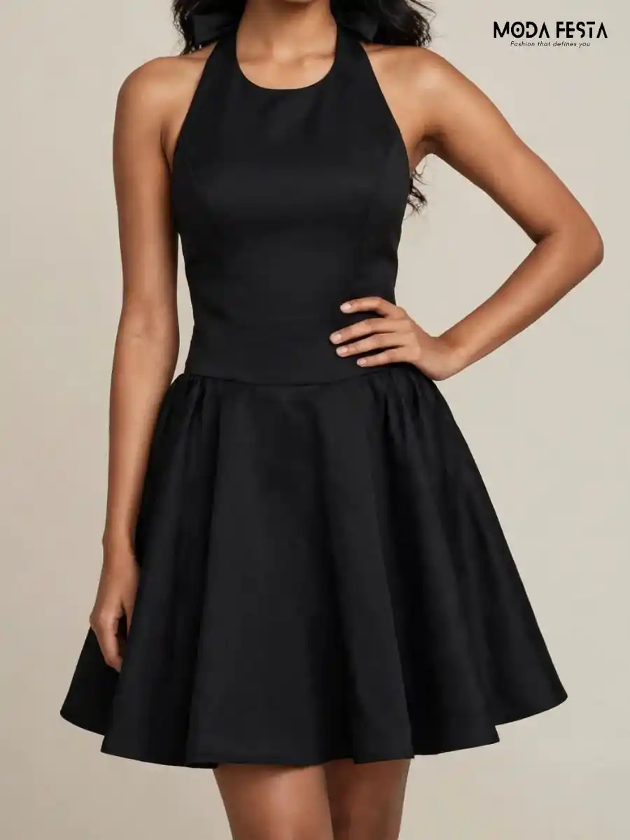 Halter Neck Flare Dress