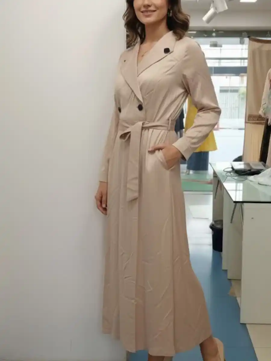 ModaFesta -collared-satin-dress-beige
