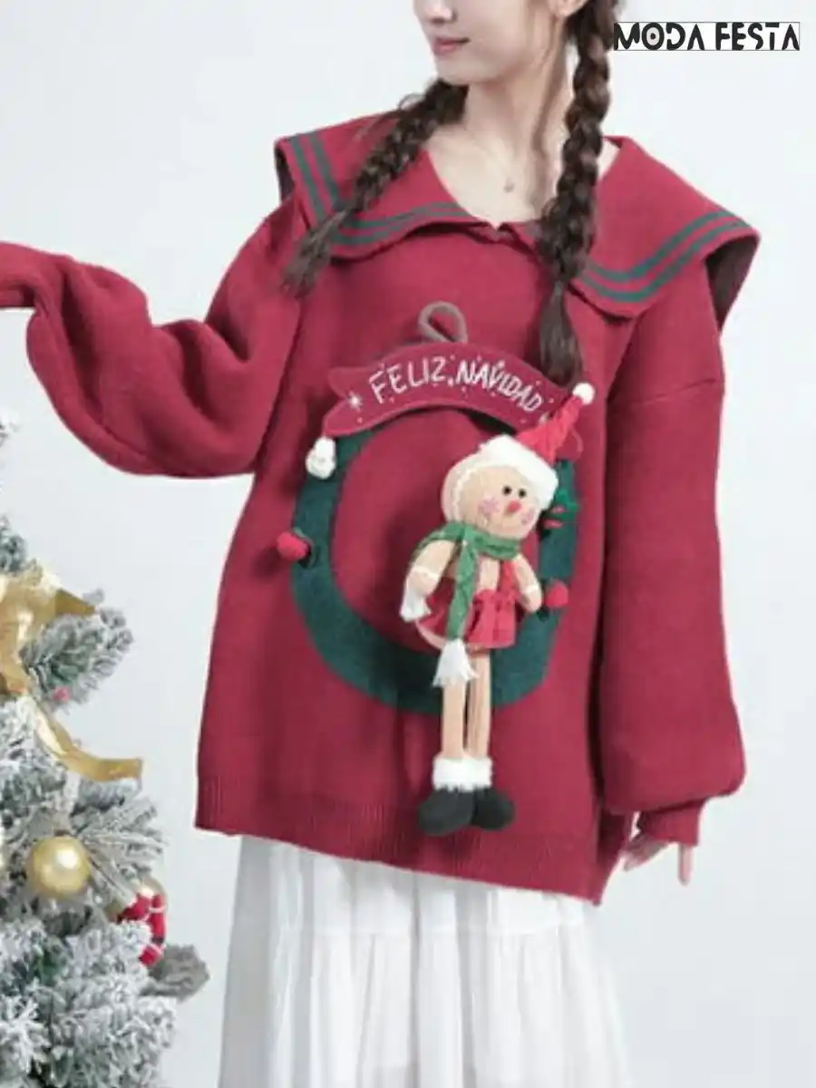 ModaFesta -christmas-knit-t-shirt-red
