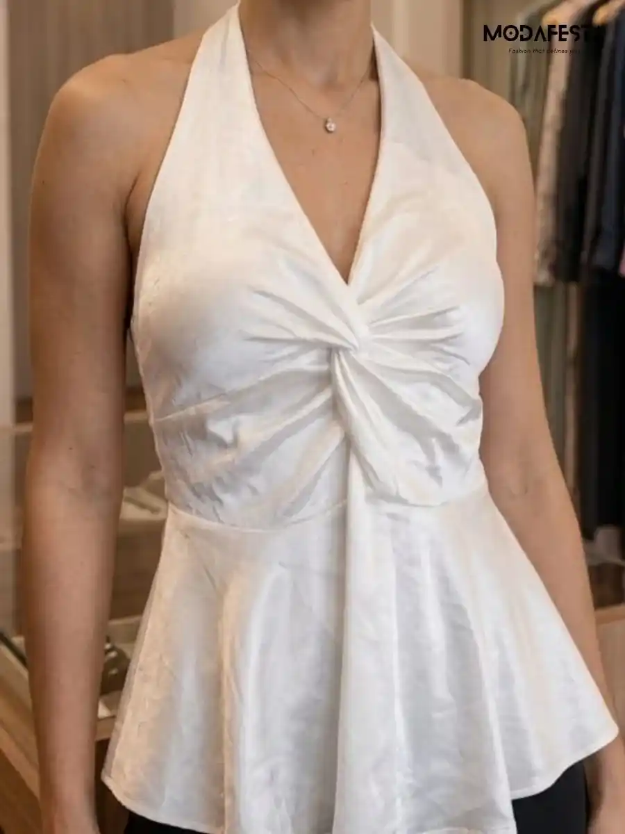 ModaFesta -elegant-twisted-satin-halter-neck-top-white