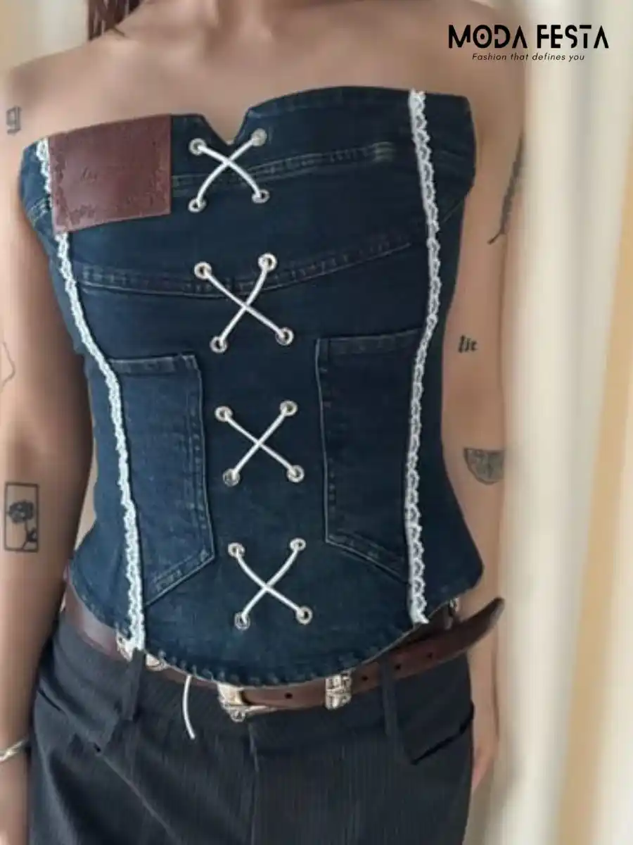 Elegant Denim Tube Top