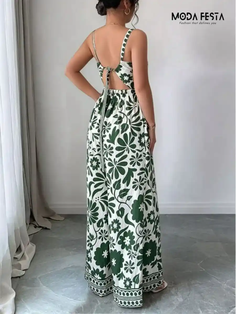 ModaFesta -floral-print-jumpsuit-green