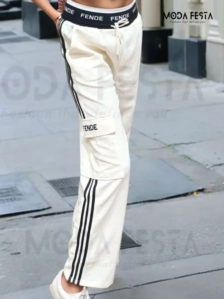 ModaFesta - stripe-cargo-pant-beige
