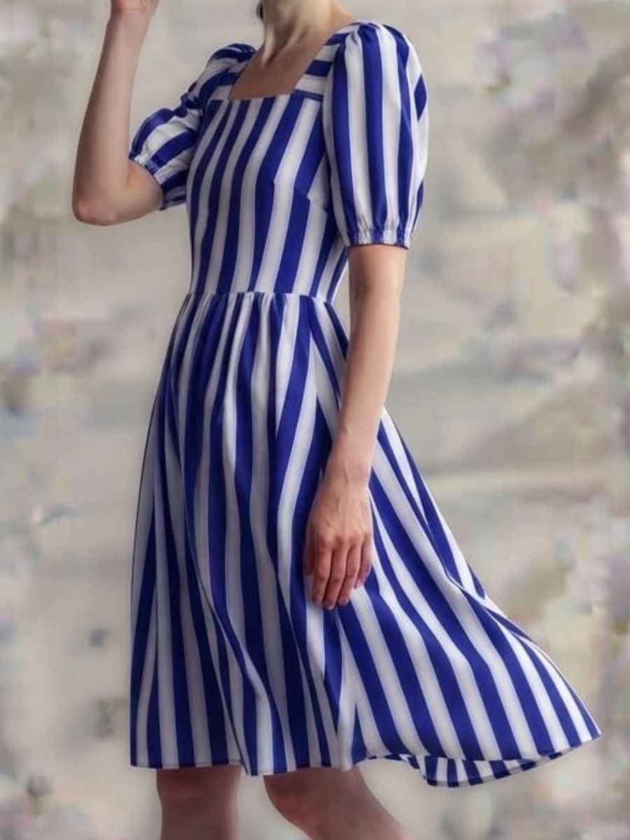 ModaFesta -royal-blue-white-striped-dress