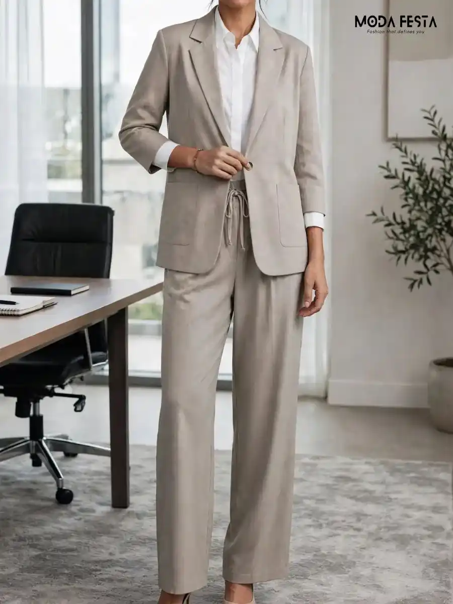 ModaFesta -solid-blazer-and-trousers-set