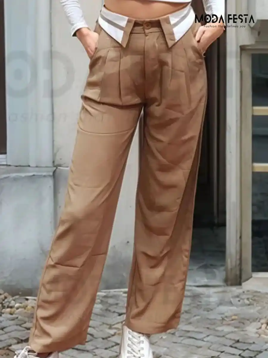 ModaFesta - beige-collar-pant