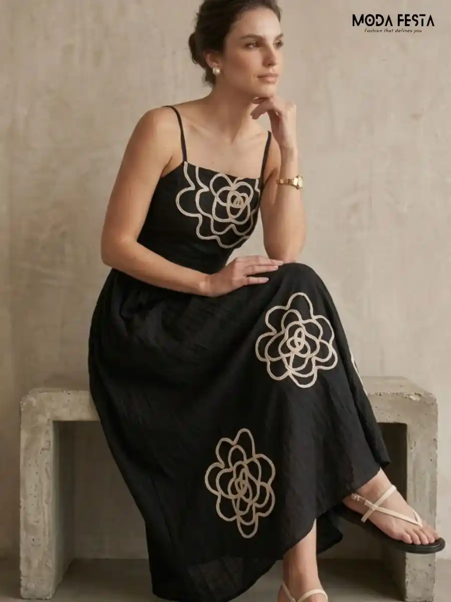 ModaFesta -midnight-bloom-appliqué-maxi-dress-black