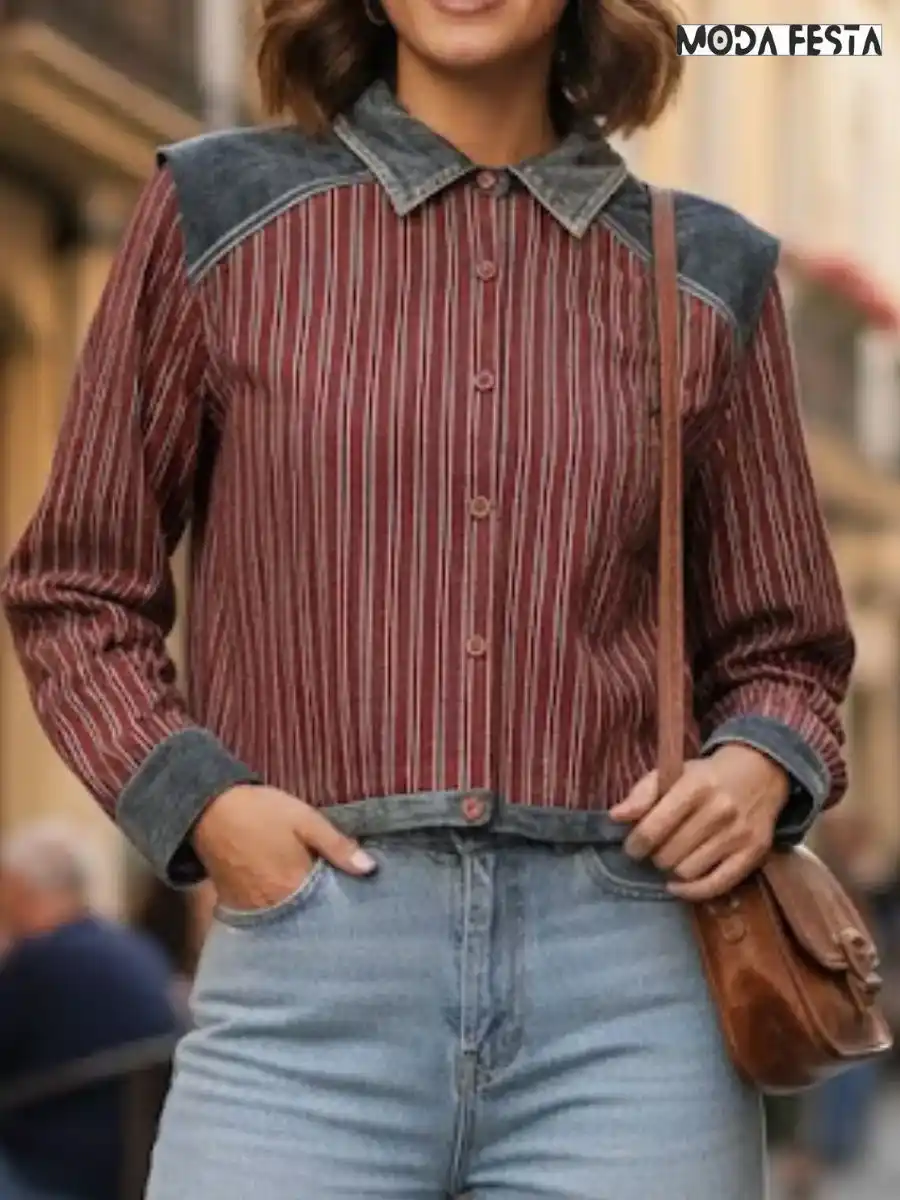 Stripe Shirt With Denim