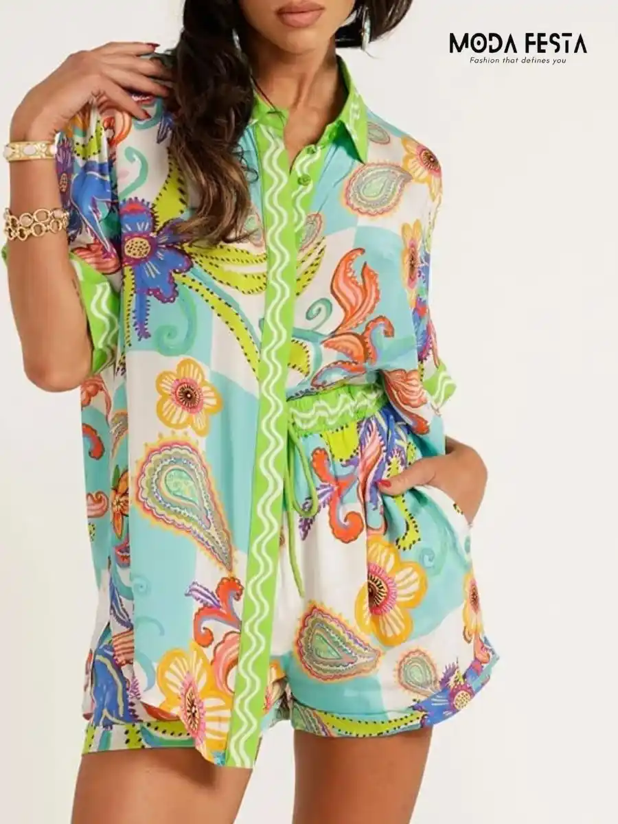 ModaFesta -elegant-printed-short-coord-set-green