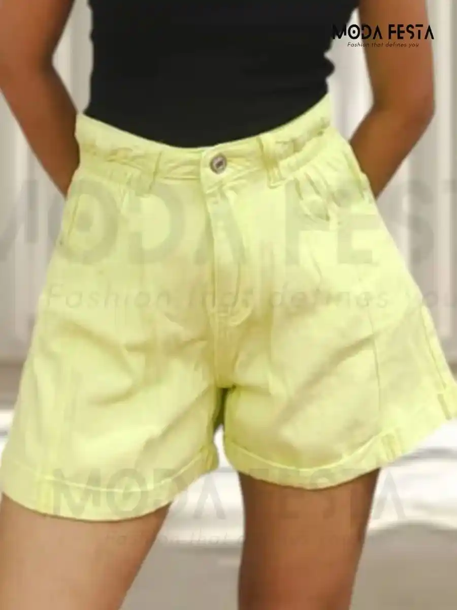 ModaFesta - elastic-denim-short-neon-green
