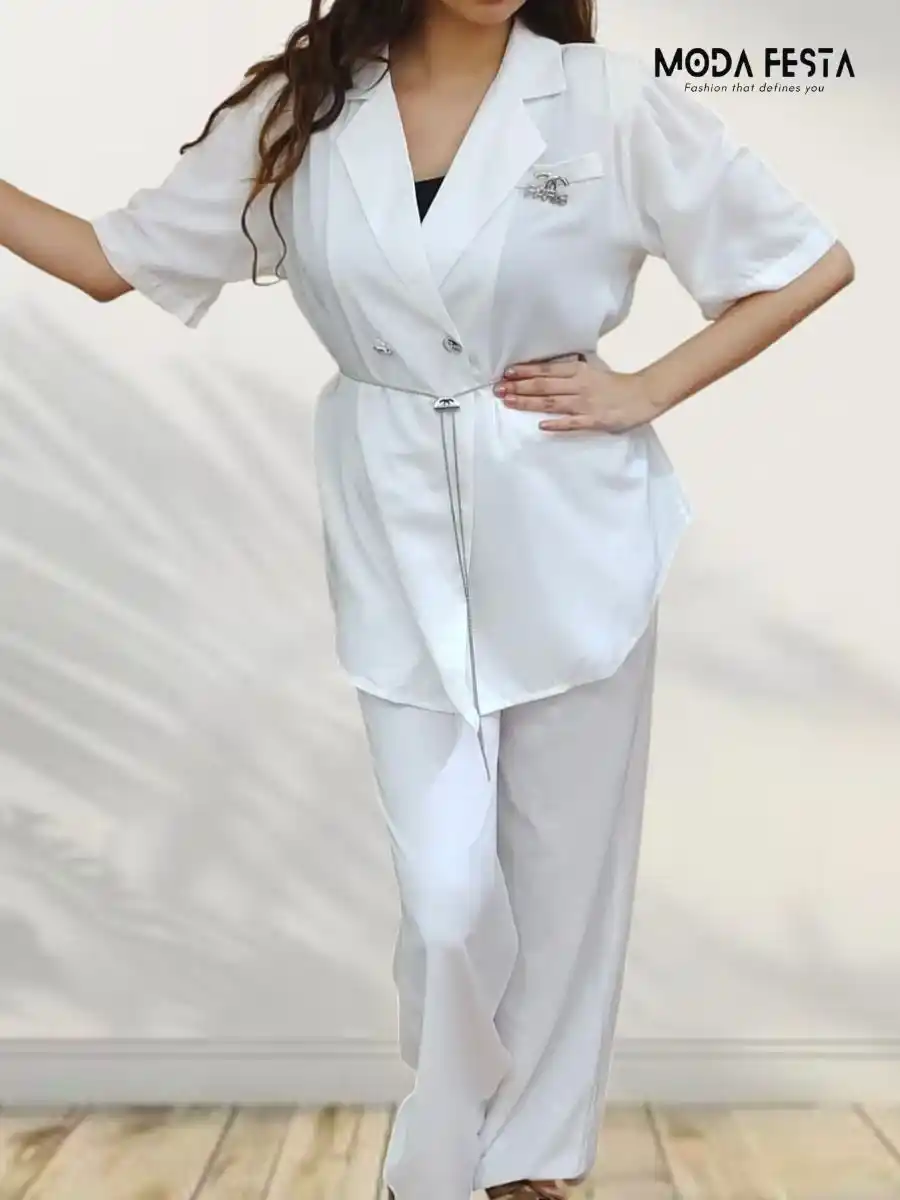 ModaFesta -unique-blazer-style-coord-set-white