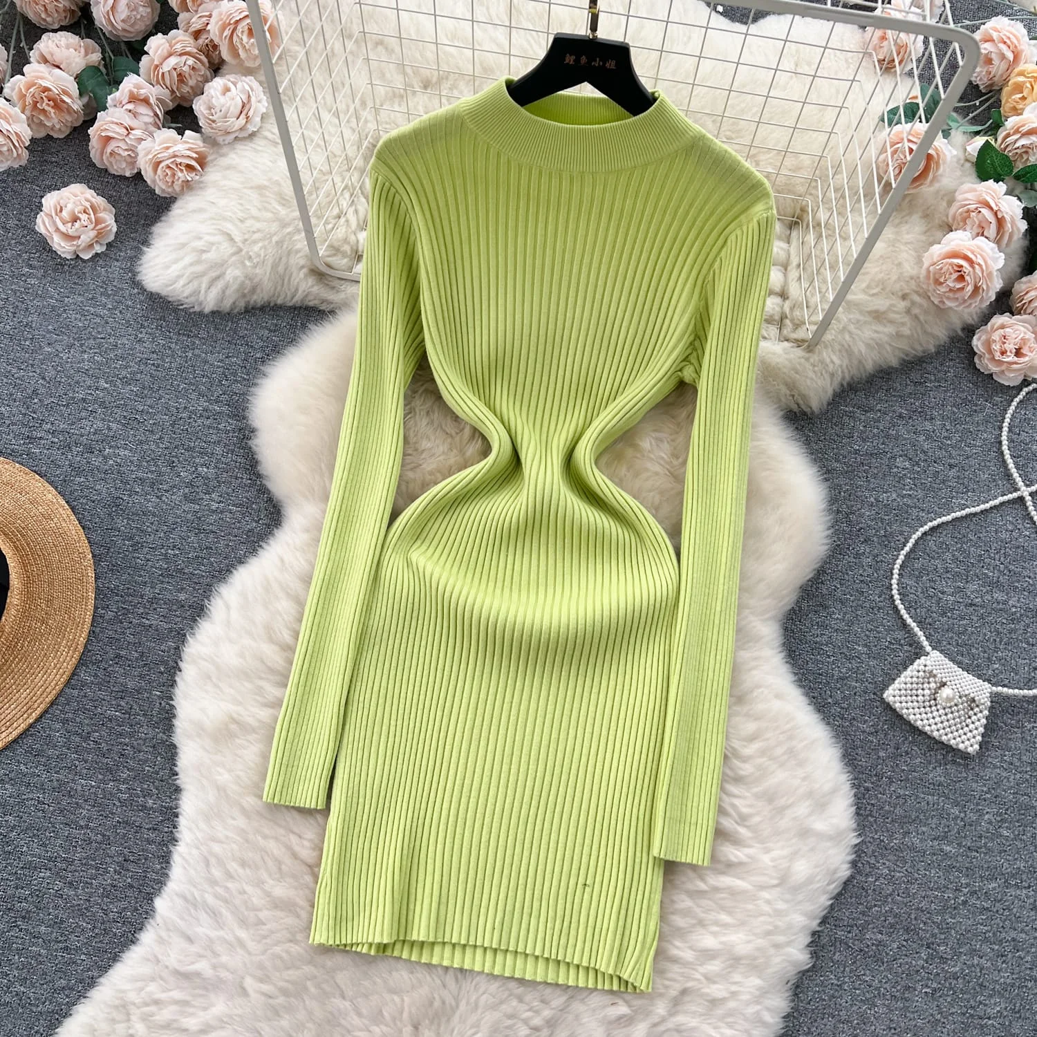 ModaFesta -cozy-curve-neon-green-winter-dress-for-women