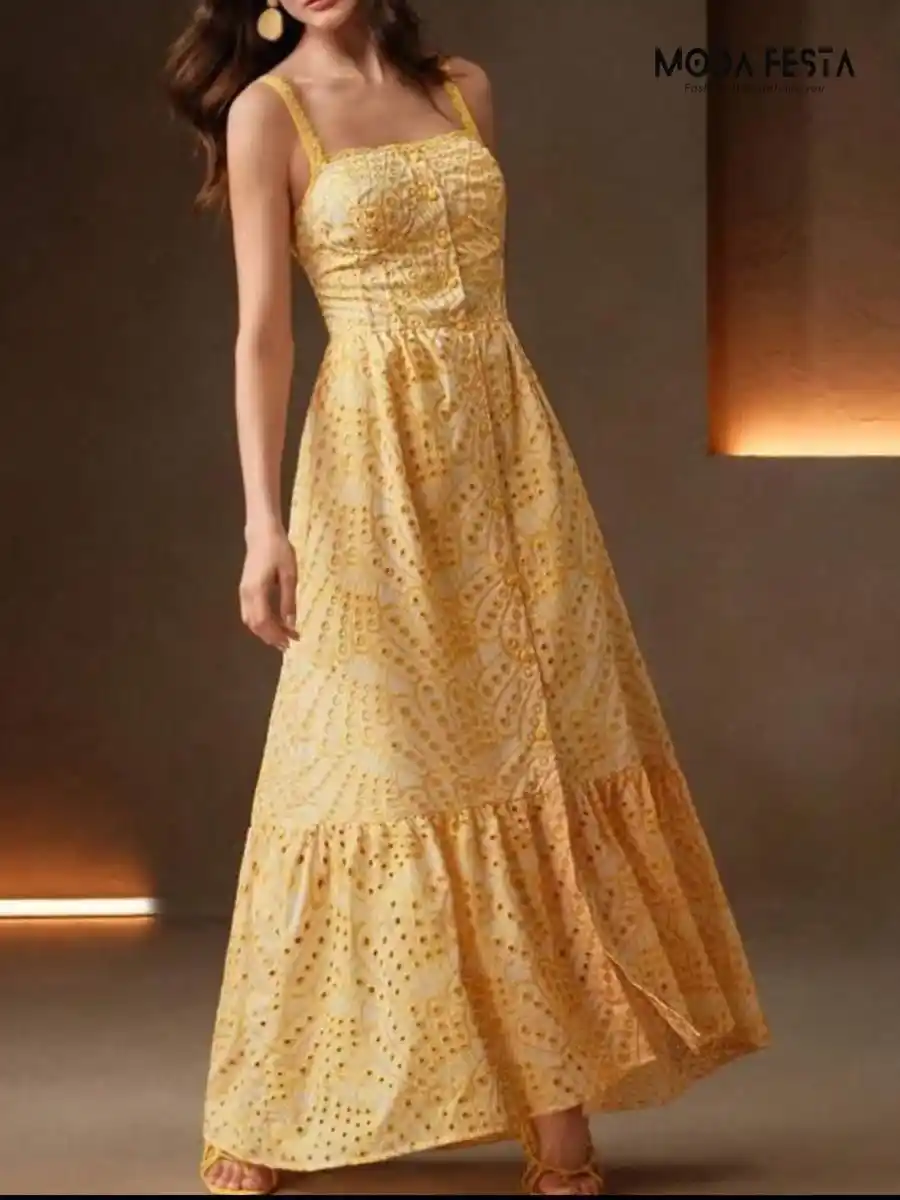 ModaFesta -elegant-embroidered-dress-yellow