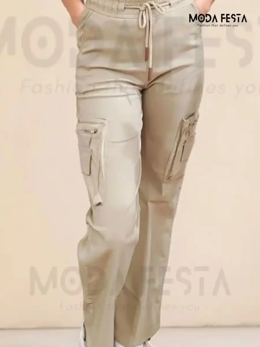 ModaFesta - stylish-cargo-pant-beige