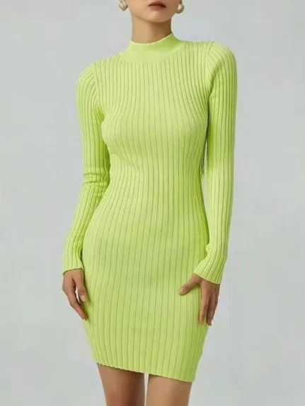 ModaFesta -cozy-curve-neon-green-winter-dress-for-women