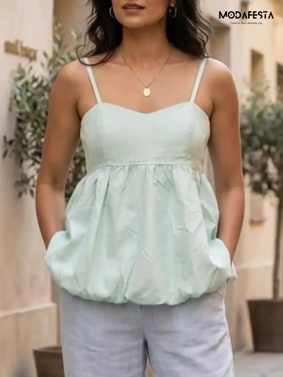 ModaFesta -elegant-baby-dol-top-green