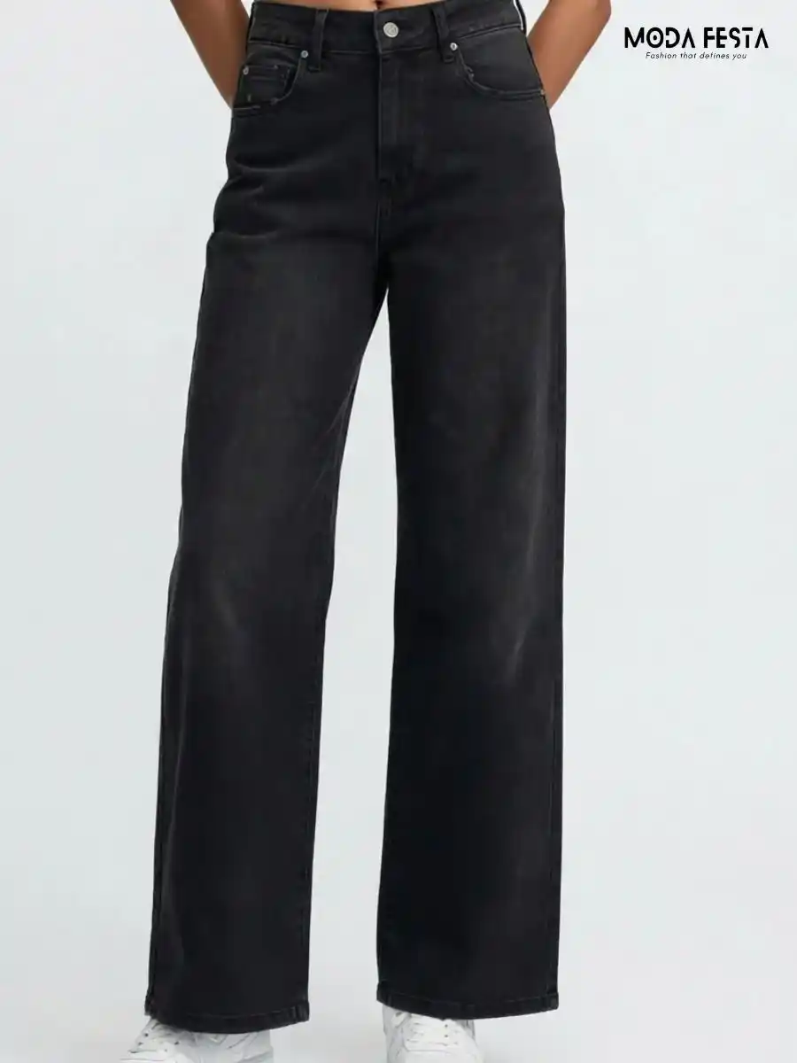 Solid High-Rise Straight-Fit Jeans