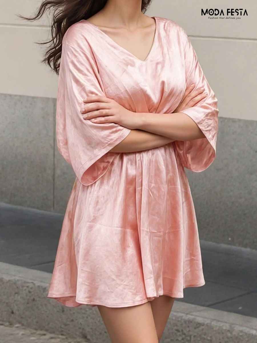ModaFesta -peach-satin-dress