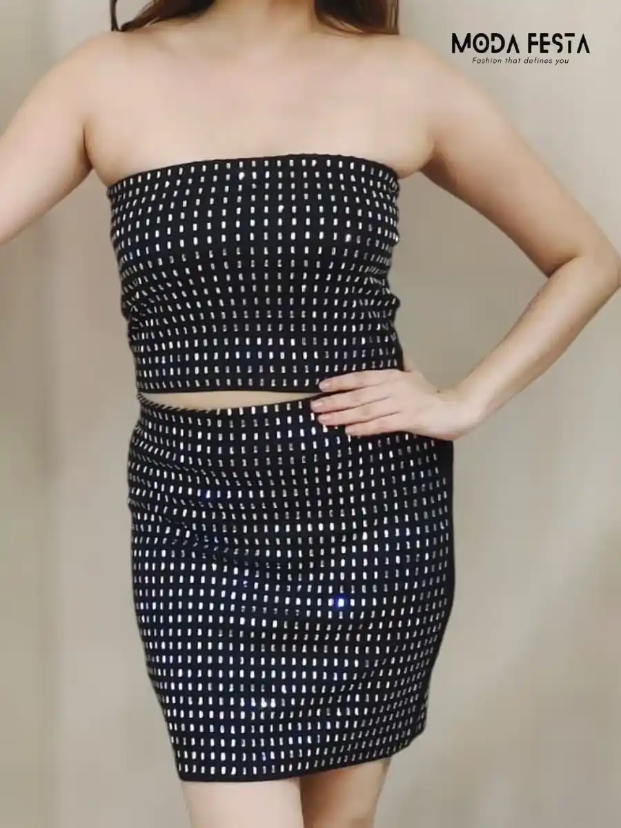 ModaFesta -rhinestone-tube-coord-set-black