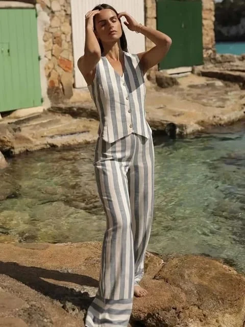 ModaFesta -striped-linen-coord-set-grey