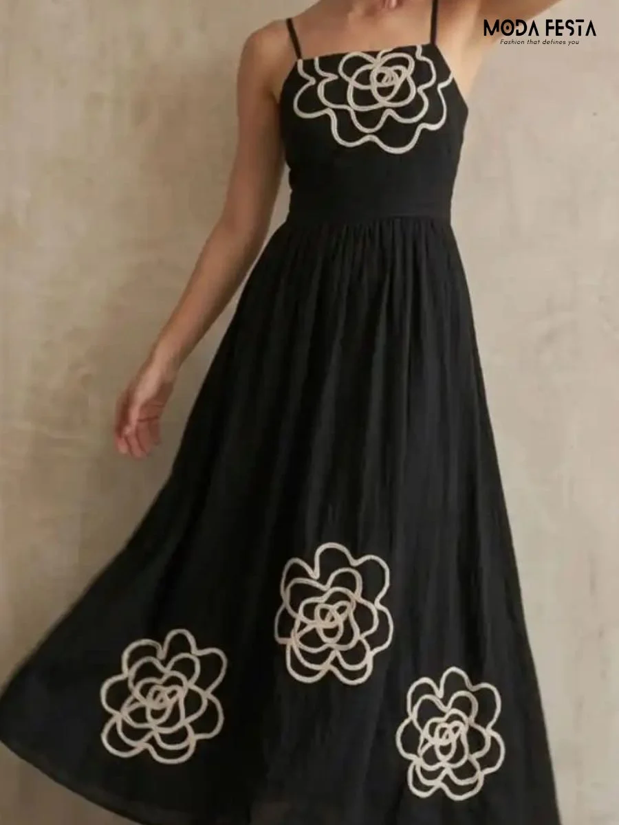 ModaFesta -midnight-bloom-appliqué-maxi-dress-black