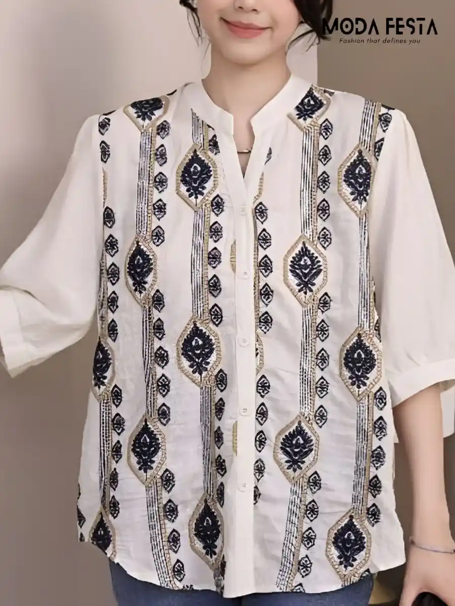 Elegant Embroidered Floral Top