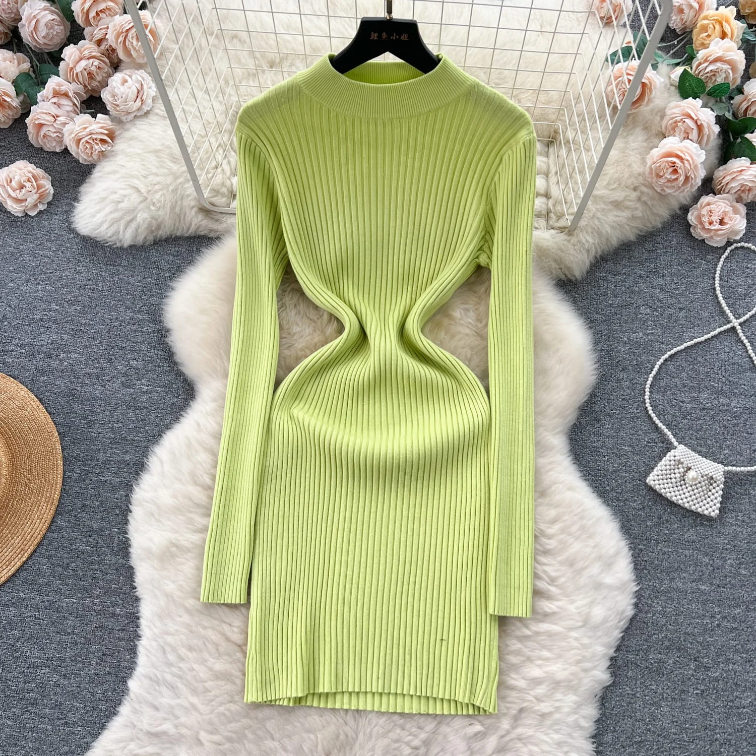 ModaFesta -cozy-curve-neon-green-winter-dress-for-women