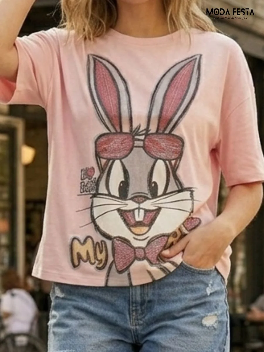 ModaFesta -pink-Bugs-bunny-tee
