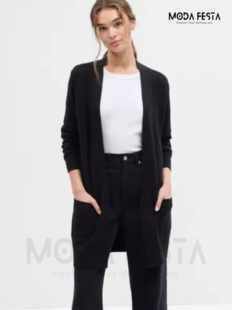ModaFesta -long-cardigan-shrug-black