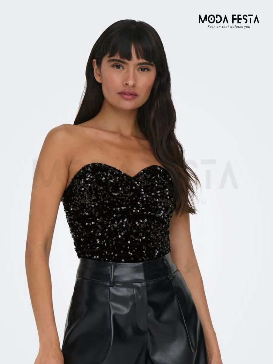 ModaFesta -sequin-crop-top-black