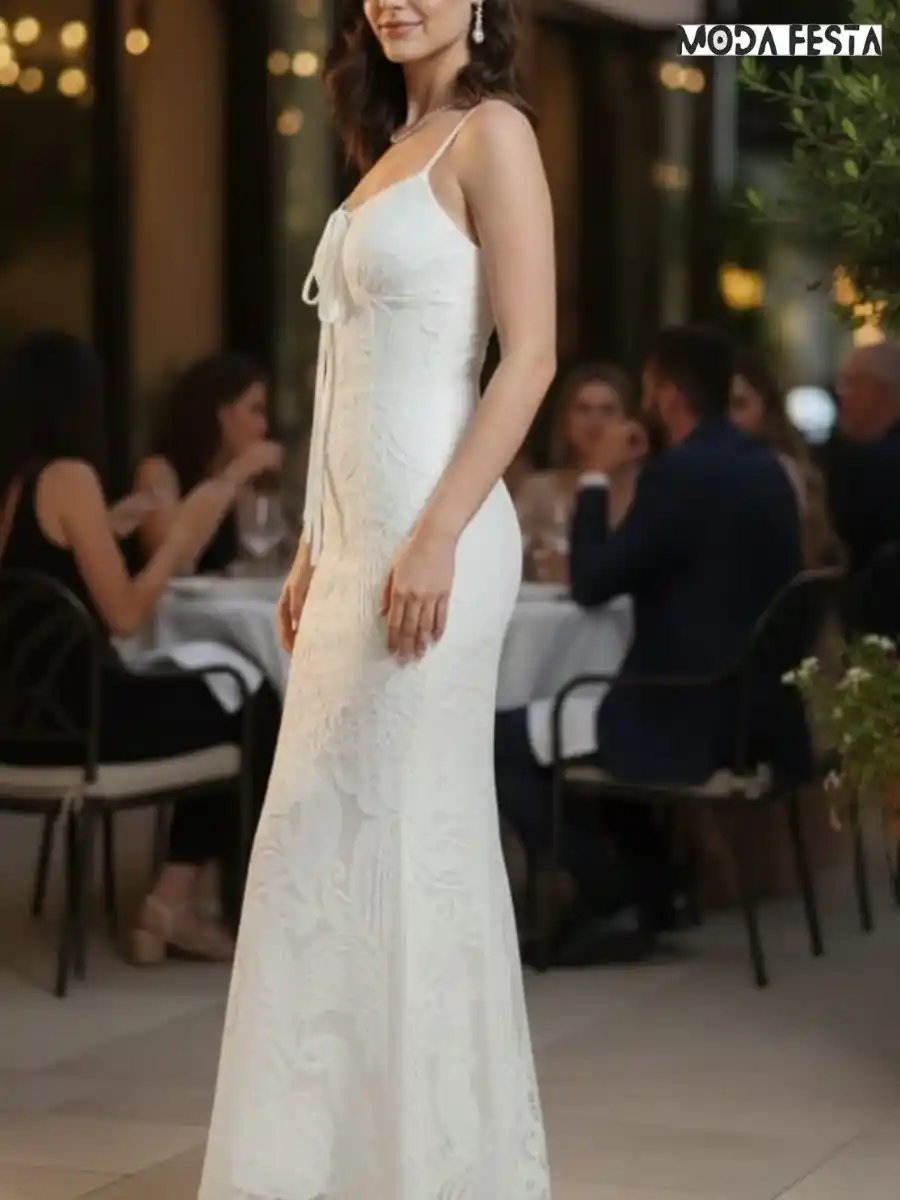ModaFesta -elegant-floral-lace-dress-with-scarf-white