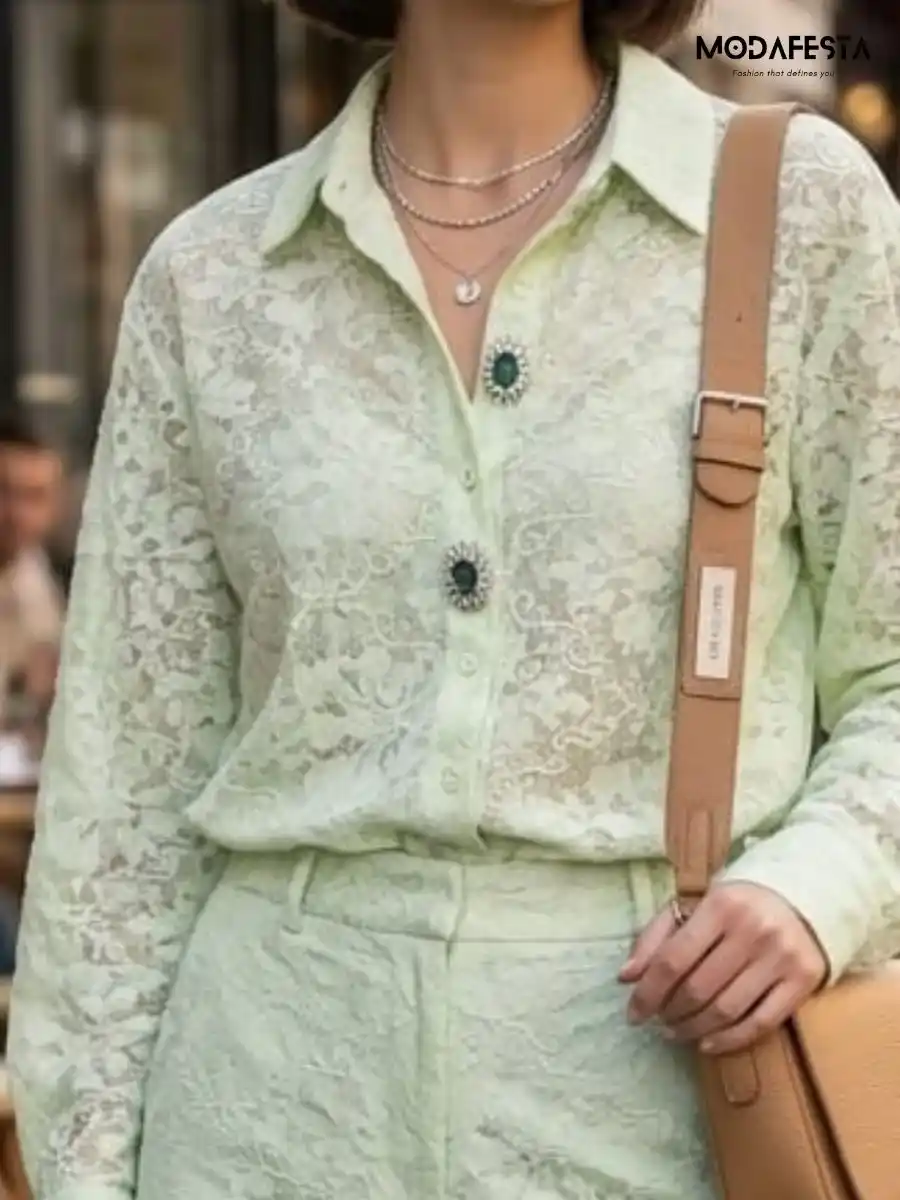 ModaFesta -elegant-net-shirt-with-moti-borach-green