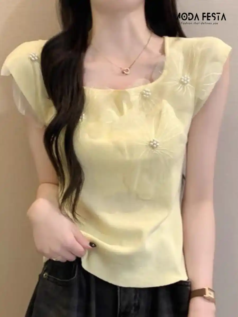 Elegant Knitted Flower Top