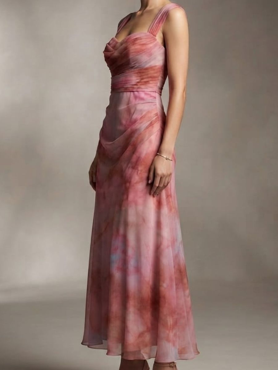 ModaFesta -bodycon-printed-net-ankle-length-sleeveless-dress-pink-print