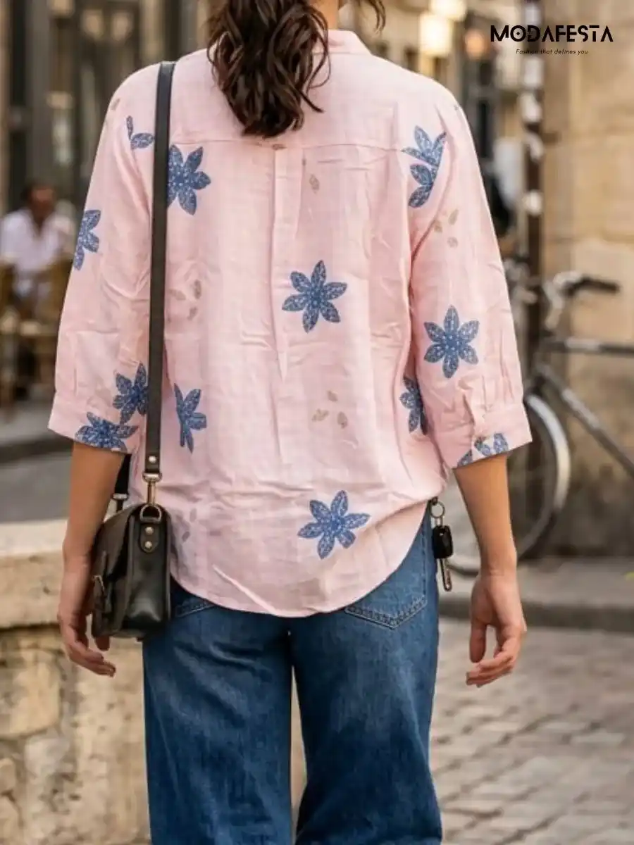 ModaFesta -v-neck-floral-embroidered-cotton-shirt-pink