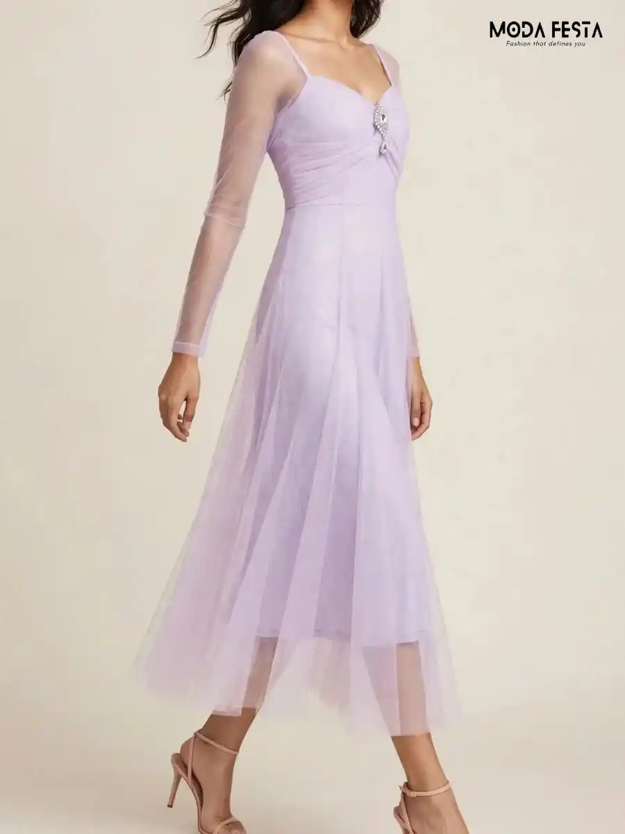 ModaFesta -spegeti-sheer-net-midi-dress