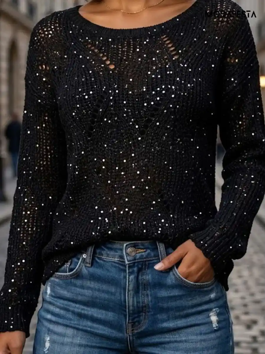 ModaFesta -elegant-black-embellished-kint-top
