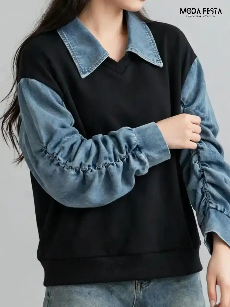 ModaFesta -korean-style-casual-sweater-top-black