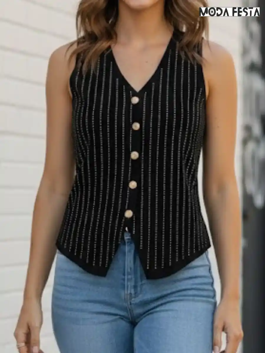 ModaFesta -elegant-sequence-party-vest-top-black
