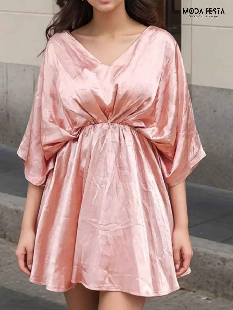 Peach Satin Dress