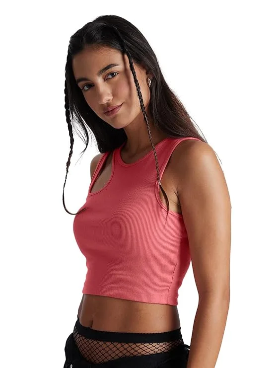 ModaFesta -coral-crop-tank-top-pink
